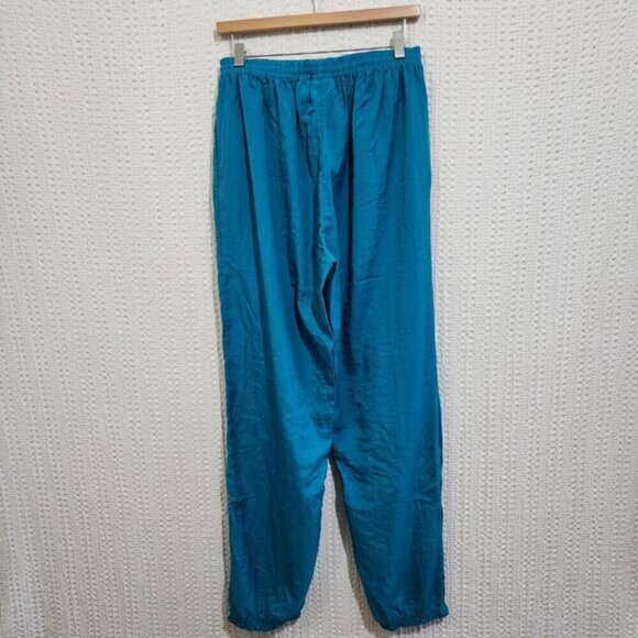 Vintage Reebok Nylon Windbreaker Aqua Blue Elastic Cuff Pants Women's Size Large - Picture 4 of 12